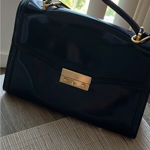 Tory Burch Navy Shoulder Bag with Gold Hardware